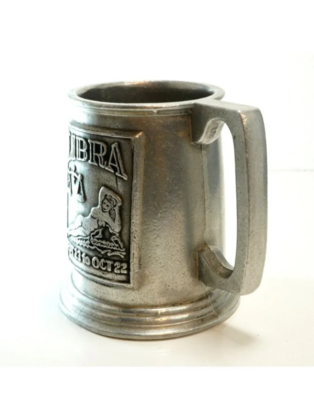 Vintage Pewter Libra Zodiac Mug Stein 16 oz